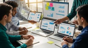 seo team discussion, website audit, digital marketing teamwork